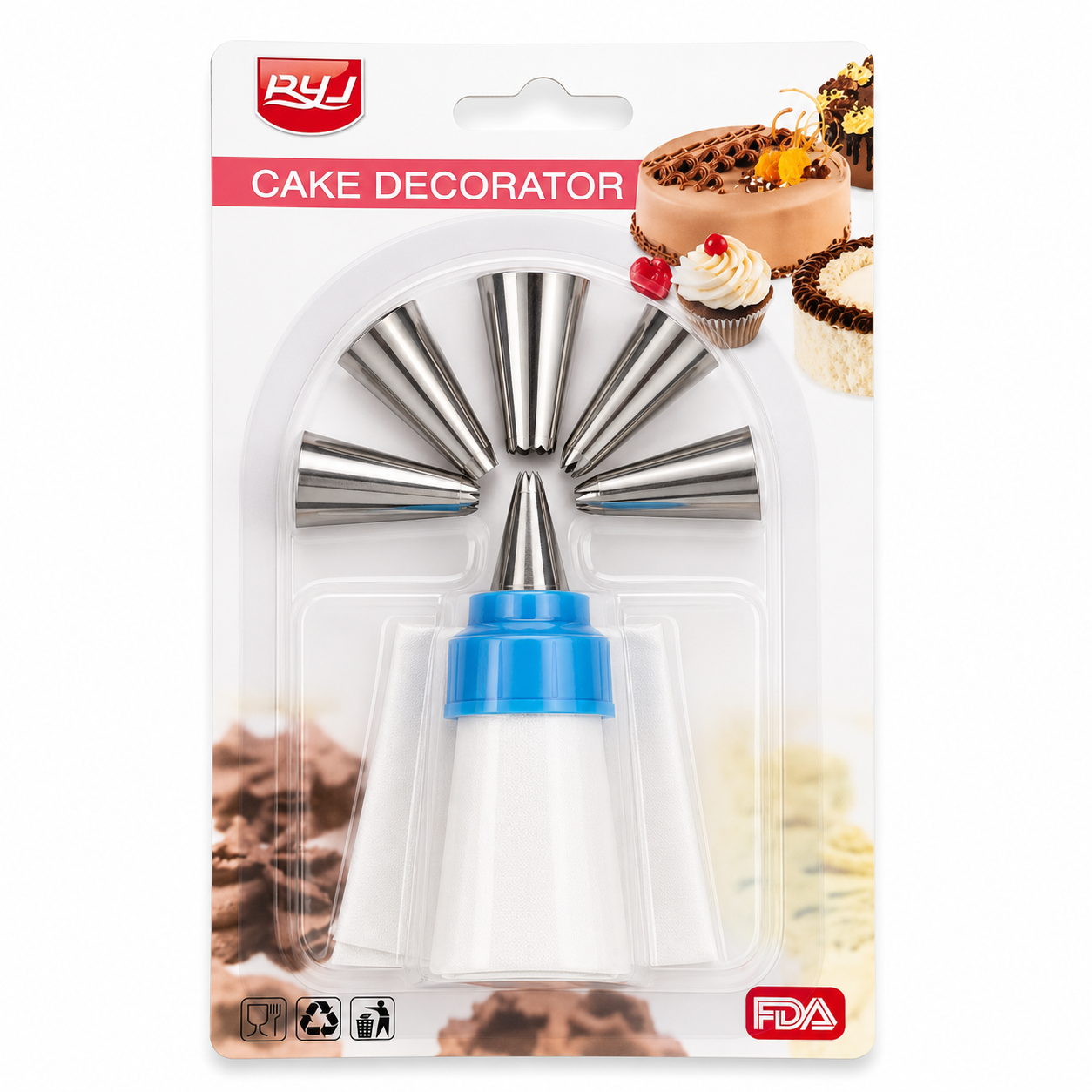 Kit de 5 Duyas con Manga para Decoración de Pasteles Kit de 5 Duyas con Manga para Decoración de Pasteles - Imagen 1
